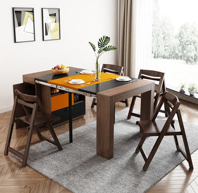 New Design Space Saving Expandable Dining Table with Storage Cabinet