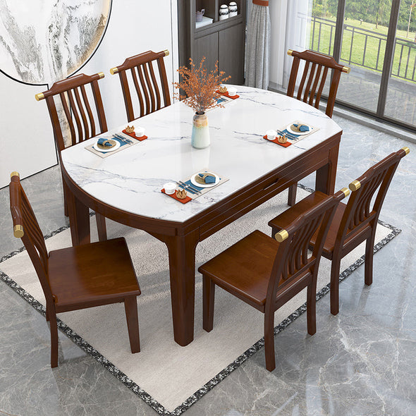 2 In 1 Marble Table Top Dining Table Set