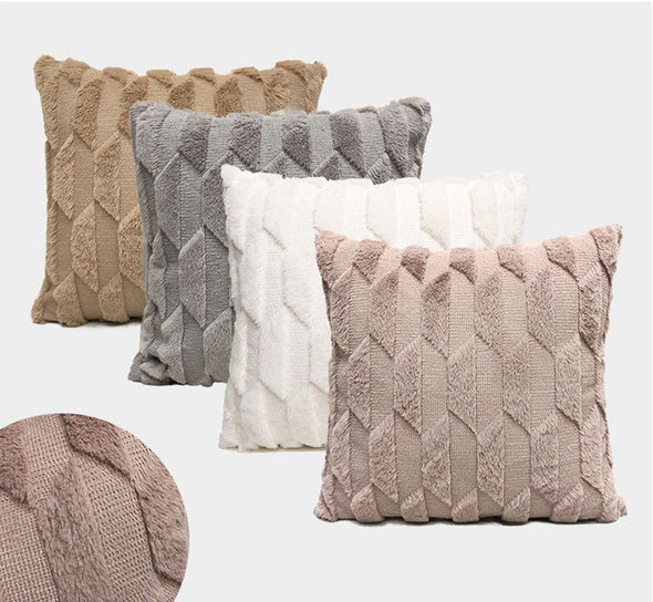 Luxury Soft Plush Short Wool Throw Pillow Covers 18 x 18 inches 45 x 45 cm(Pattern No.68~91)