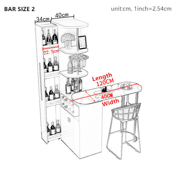 New Design Modern Light Luxury Rotating Wine Bar Table with Cabinet