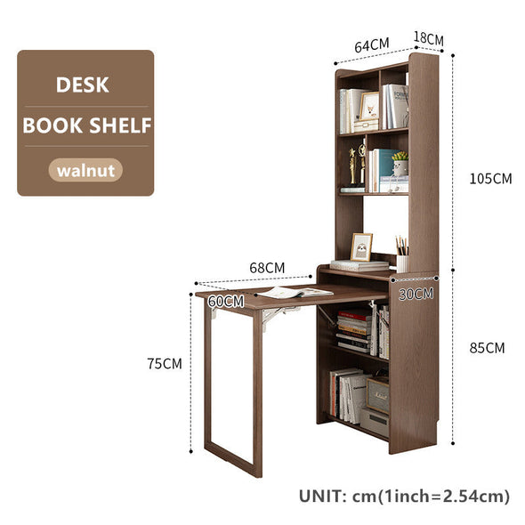 Space Saver Foldable Computer Writing Table With Book Shelf