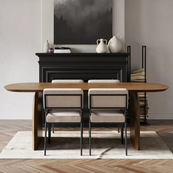 Solid Wood Top & Pedestals Dining Table