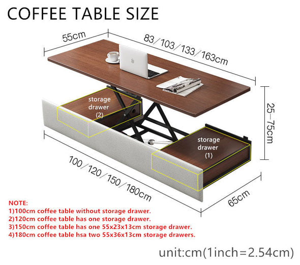 Sofa Bed with Liftable Coffee Table