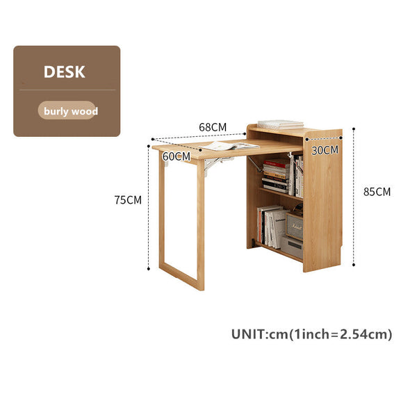 Space Saver Foldable Computer Writing Table With Book Shelf