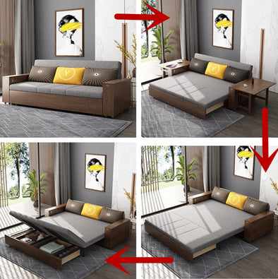 wood sofa bed foldable multifunctional with storage