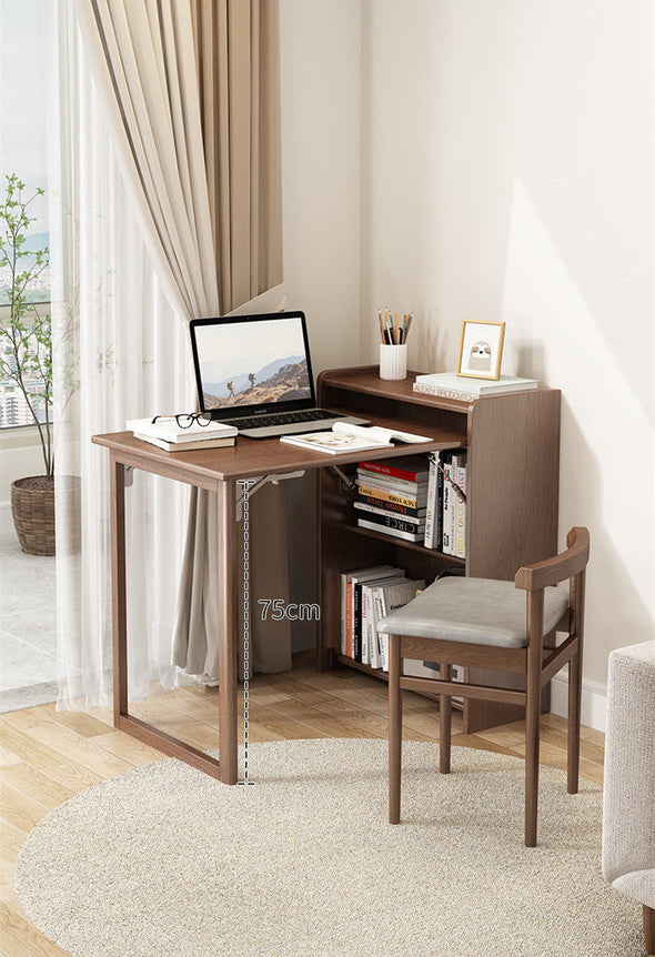 Space Saver Foldable Computer Writing Table With Book Shelf