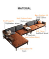 Solid Wood Sofa With Rotating Armrest Tray And Liftable End Table