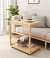 Solid Wood C-Shape Adjustable Flip End Table with Lockable Wheels