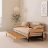 Japandi Solid Wood Minimalism Rattan Back Support Sofa Bed