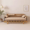 Japandi Solid Wood Minimalism Rattan Back Support Sofa Bed