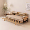 Japandi Solid Wood Minimalism Rattan Back Support Sofa Bed