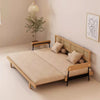 Japandi Solid Wood Minimalism Rattan Back Support Sofa Bed