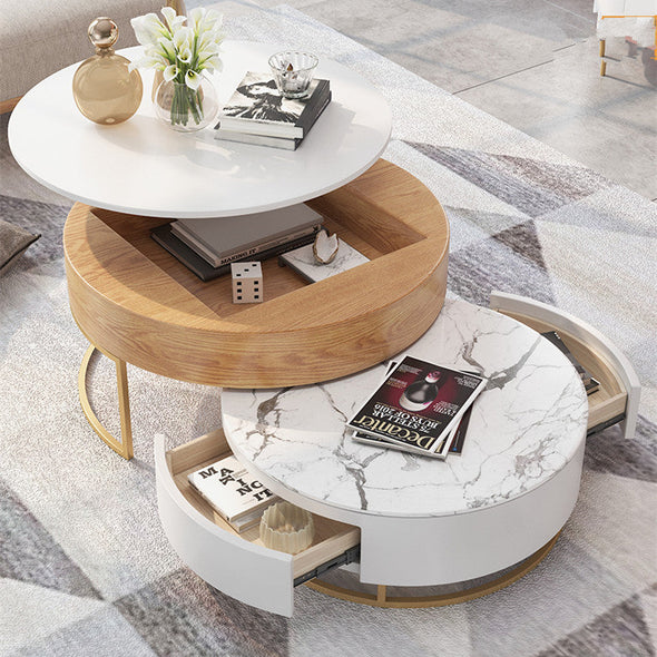 Round Coffee Table With Lift-UP Top