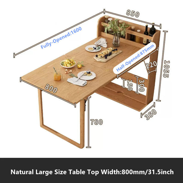 Solid Wood Folding Multifunctional Dining Table for Small Apartments