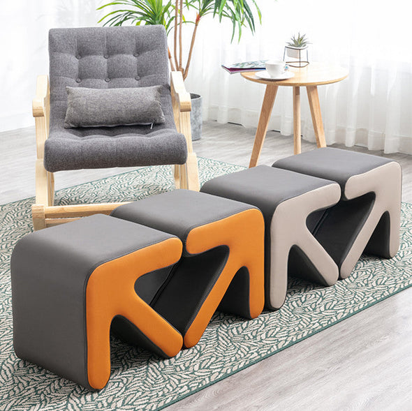 Light Luxury Home Soft PU Faux Leather  Arrow Style Footstool