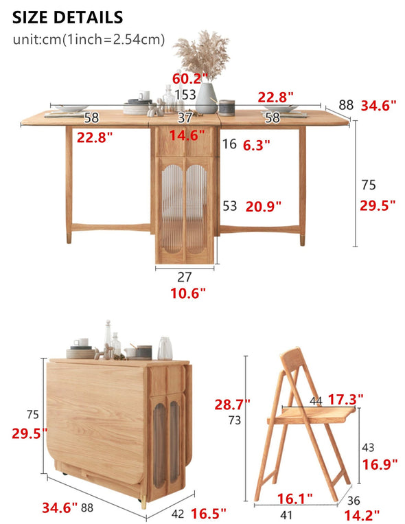 DROP LEAF TABLE WITH FOLDABLE CHAIRS