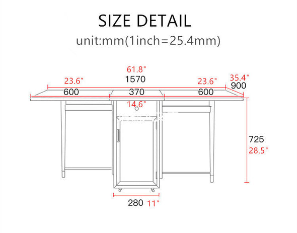 Double Drop Leaf Dining Table With 4 Foldable Chairs