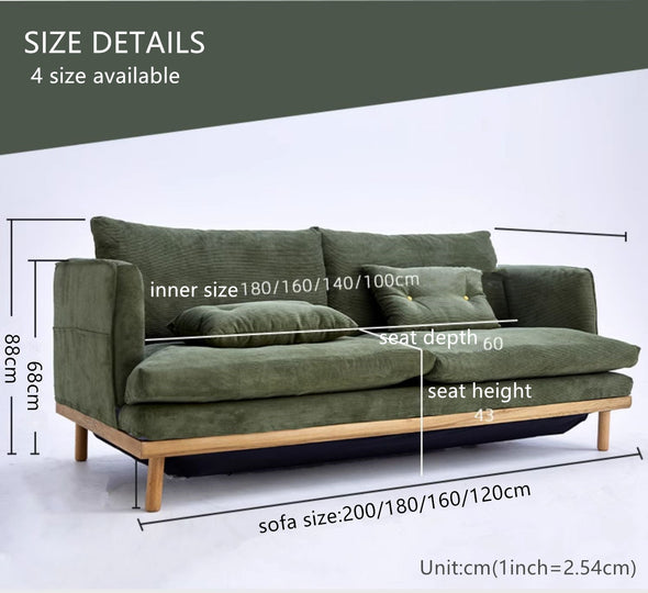 Upholstered Corduroy Sleeper Sofa Bed