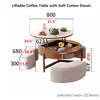 Lift Top Round Coffee Table with Storage and Ottomans