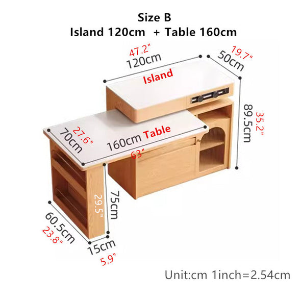 Sitered Stone Kitchen Island with 180 Degree Rotating Table