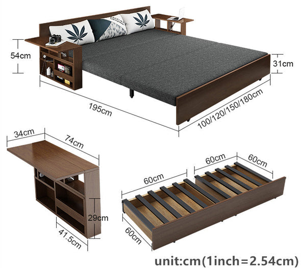 Space Saving Multifunction Sofa Bed With Foldable Work Desk