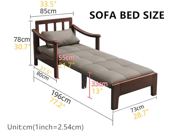 2-In-1 Solid Wood Love Seat Sleeper Sofa Bed