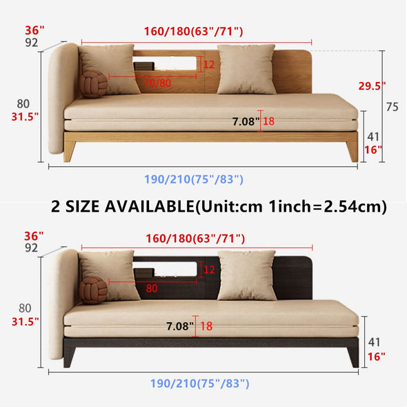 Pull Out Sofa Bed  with Backrest and Single Armrest