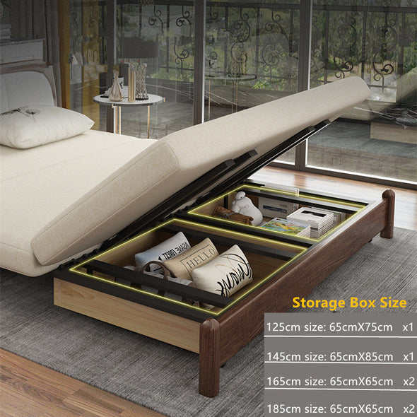 Solid Wood Frame Modern Convertible Sofa Bed With Underneath Storage