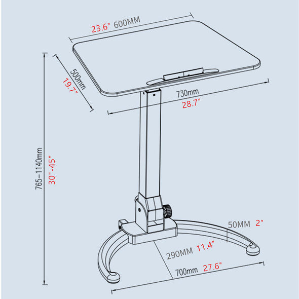 Height Adjustable Foldable Mobile Standing Desk