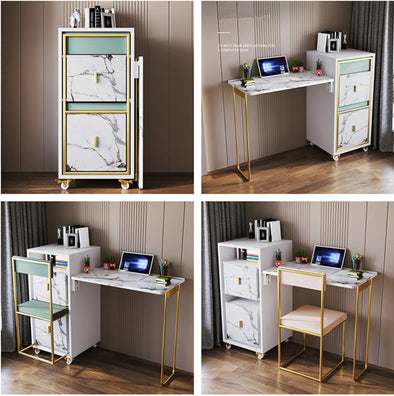 New Arrival Space Saving Small Desk with Invisible Chair