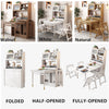 Solid Wood Folding Multifunctional Dining Table with Cabinet and Folding Chairs