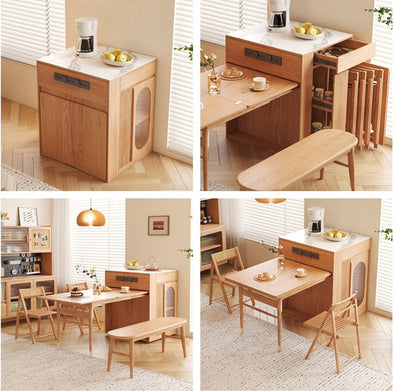 New Arrival Space Saving Solid Wood Kitchen Island Dining Table