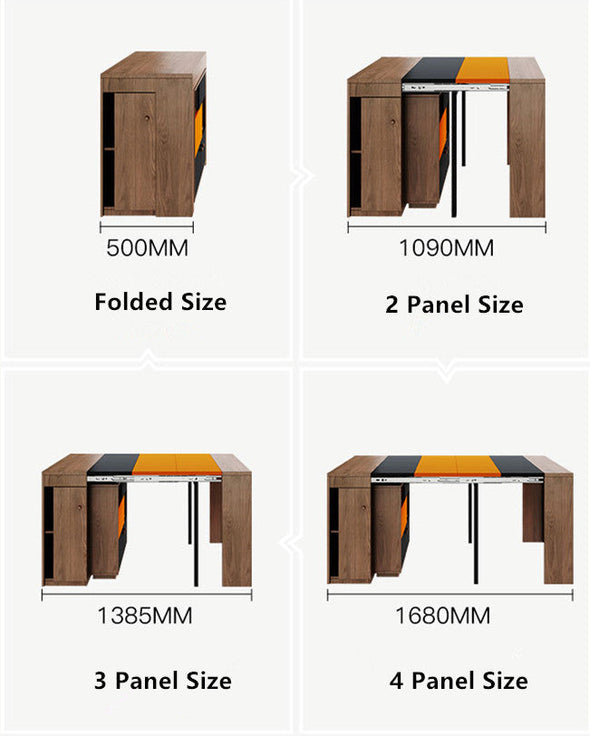 New Design Space Saving Expandable Dining Table with Storage Cabinet