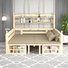 wood sofa bed  multifunctional  with storage and book shelf