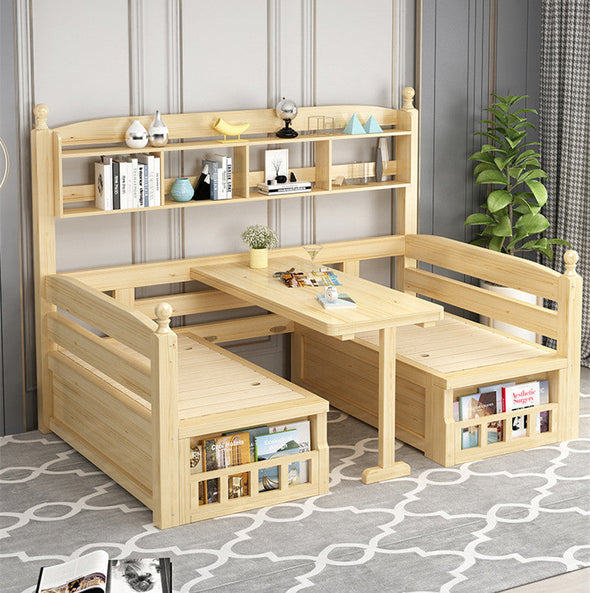 wood sofa bed  multifunctional  with storage and book shelf