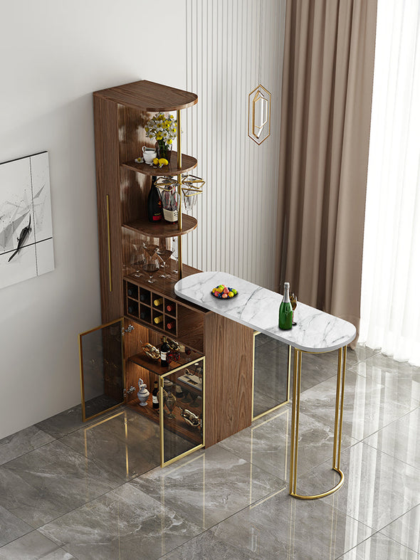 rotating bar table with wine rack