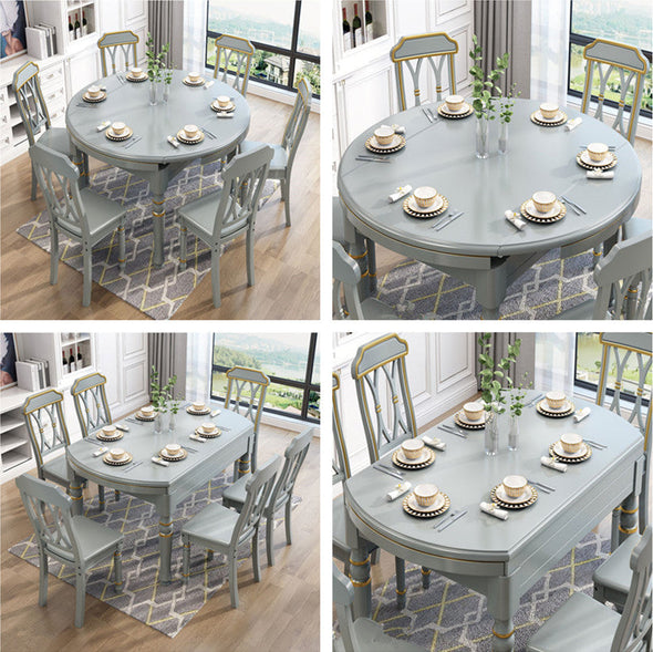 2 In 1 Round Square Solid Wood Dining Table Set