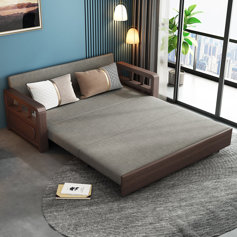Modern Solid Wood Frame Convertible Sofa Bed With Underneath Storage ...