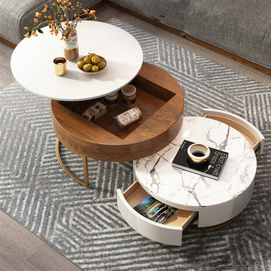 Round Coffee Table With Lift-UP Top