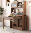 WALNUT SIDE TABLE WITH CABINET AND CHAIRS