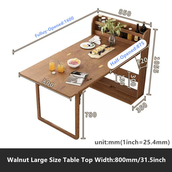 Solid Wood Folding Multifunctional Dining Table for Small Apartments