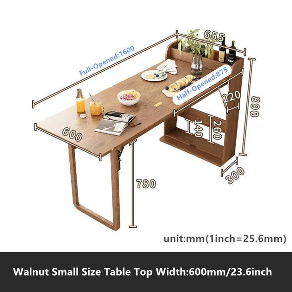 Solid Wood Folding Multifunctional Dining Table for Small Apartments