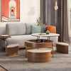 Lift Top Round Coffee Table with Storage and Ottomans