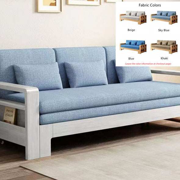 Japandi Beech Solid Wood Sleeper Sofa Bed