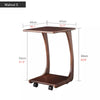 Solid Wood C-Shaped End Table with Rolling Wheels